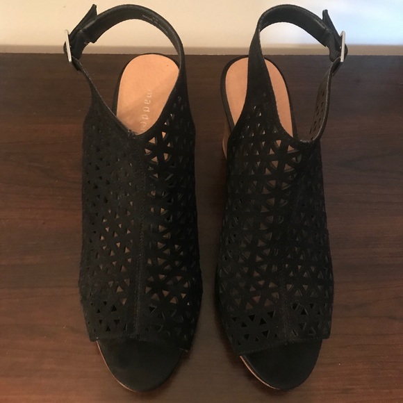 Black open toe backless heels - Picture 2 of 4